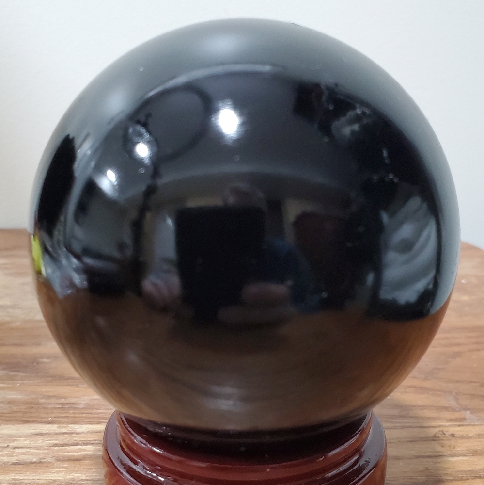 1.33 lbs Black Obsidian Crystal Sphere 76mm 1.33 Pounds